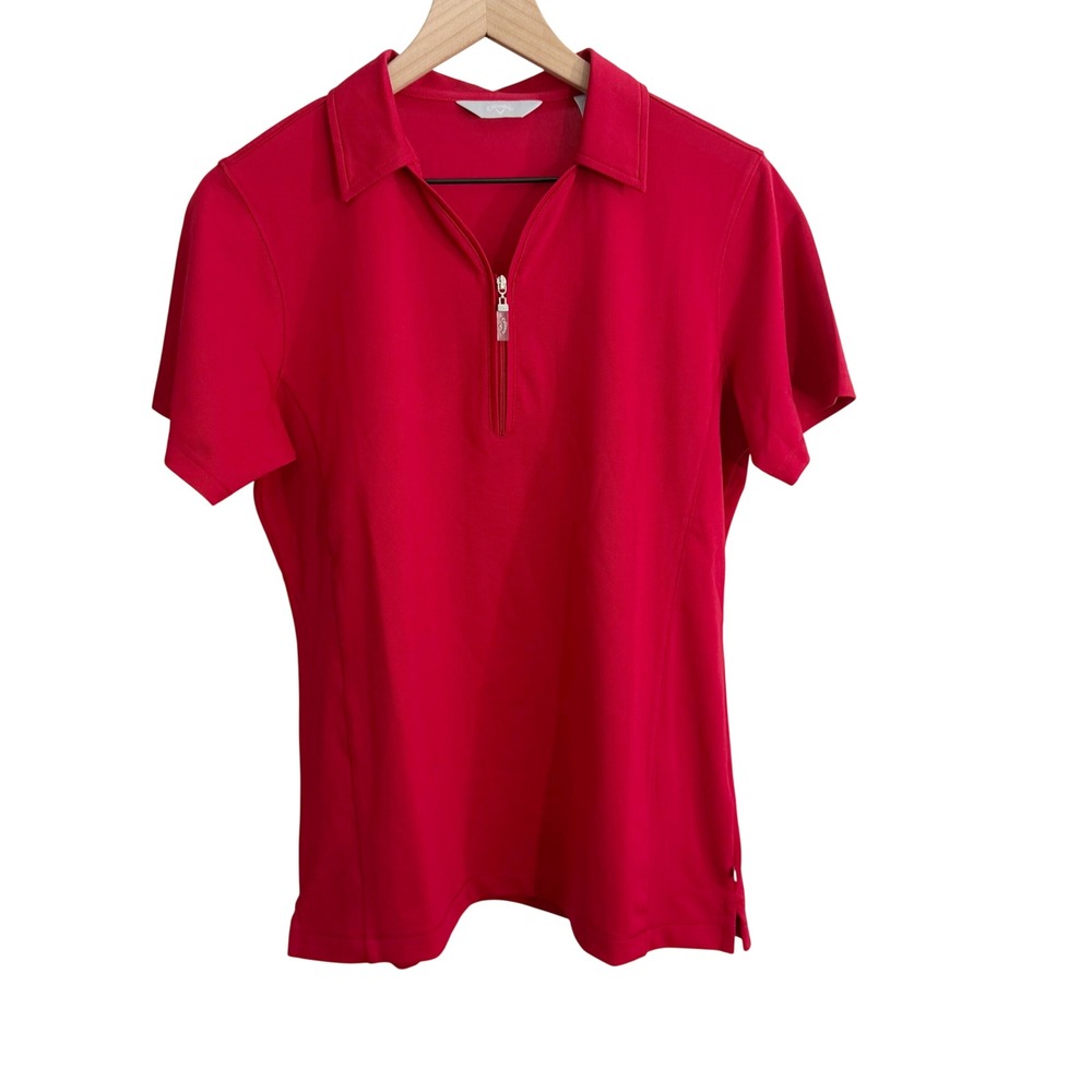 Callaway Quarter Zip Golf Polo Medium Red Tennis Pickleball Sporty Preppy